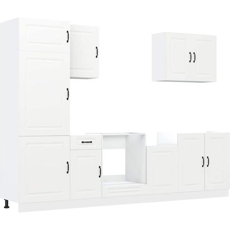 vidaXL Set Mobili da Cucina 7 pz Kalmar Bianco Legno Multistrato (1/5)