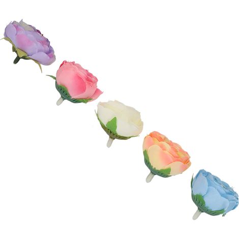 50 pièces de fleurs de camélia décoratives à faire soi-même pour corsage et coiffe, têtes de fleurs artificielles, fausses roses, petits boutons de fleurs (1/5)