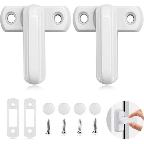 Verrou de cadre de fenêtre en deux parties, pour fenêtre à battant en acier et PVC, et verrou de fenêtre en alliage de zinc moulé blanc, adapté aux portes et fenêtres en PVC pour une sécurité domestiq (1/5)