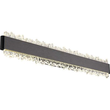 Applique murale LED pour salon, cristaux acryliques noirs mats, largeur 48 cm (1/5)