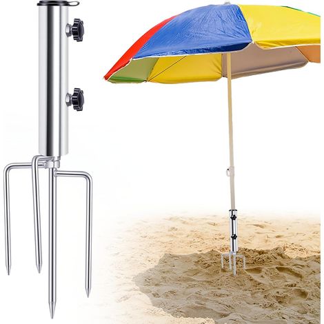 Piquet de terre pour parasol, piquet de pelouse, pied de parasol avec quatre piquets, parasol amovible, convient pour les plages, les surfaces de sable, les pelouses, les jardins et la pêche (1/5)