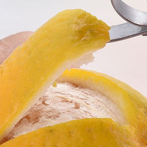 Kreativer Orangenschäler, Orangenschäler mit Edelstahlring, schneckenförmiger Obstschäler, große Größe (1/4)