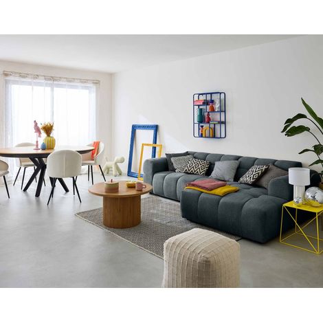 Ray - 4-sitzer ecksofa rechts - aus strukturiertem stoff - grau (1/5)