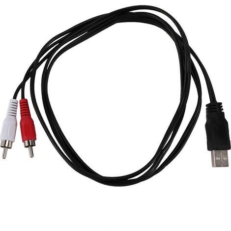 Câble USB A mâle vers 2 prises RCA AV de 1,5 m, adaptateur audio/vidéo auxiliaire TV, noir (1/5)