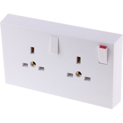 Prise électrique double RS PRO, Montage en saillie, Type G - Britannique avec interrupteur, , IP40 ( Prix pour 1 ) (1/2)