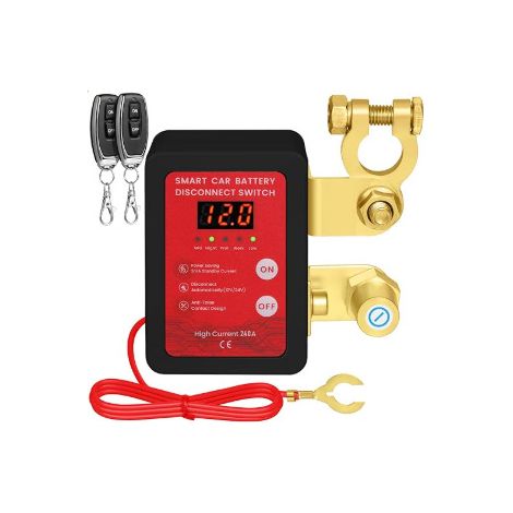 Display elettronico nero, interruttore di interruzione della batteria universale 12V/24V per camion - telecomando intelligente, antiscarica (1/3)