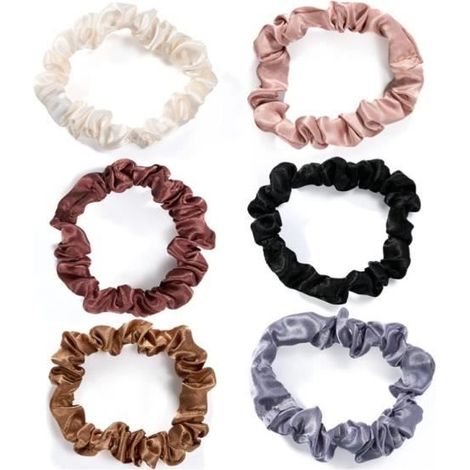 6er-Pack Haargummis für Damen und Mädchen, mehrfarbige elastische Haargummis aus Seidensatin, weiche Haarbänder (1/4)