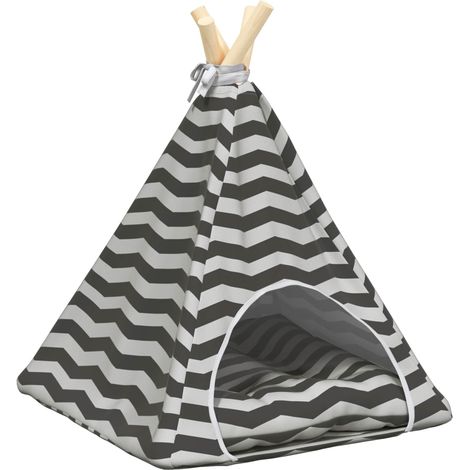Pet Teepee with Cushion White and Grey 40 x 40 x 50 cm vidaXL
