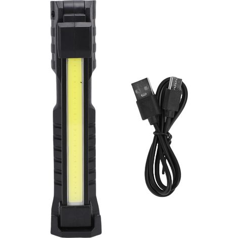 Ortviai Lampe de travail LED magnétique rechargeable avec crochet escamotable et rotation à 360° – Noir (1/5)