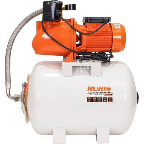 Ruris – Pompe surpresseur 1100 W – Débit 58 L/min – Hauteur de refoulement 55 m – Réservoir 50 L – Corps en fonte pour usage intensif