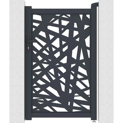 Portillon battant en aluminium à motif géométrique en découpe laser - L103 x H166 cm - Anthracite - NATAFO