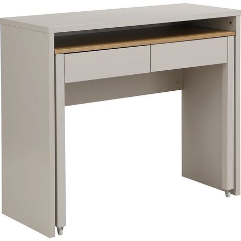 Scrivania consolle allungabile con 2 cassetti Beige e naturale - LOAVIA (1/5)