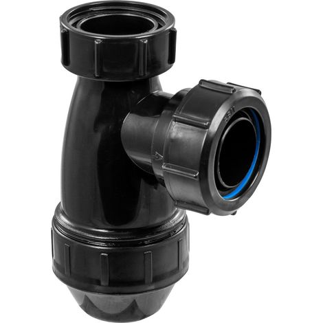 McAlpine E10-BL Black 1.25" Shallow Bottle Trap for Basins  Modern Bathroom Waste Trap  Space-Saving Design  Durable High-Quality Construction