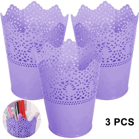 Organiseur Cosmetique - Seau En Fer Galvanise 9,5 x 7 x 12,8 Cm - Pour Pinceaux Maquillage Brosse A Cheveux Mascara - 3 Unites (1/5)
