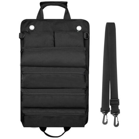 Werkzeugtasche zum Aufrollen für Herren/Damen, strapazierfähige und wasserdichte Werkzeugrolle, multifunktioneller Schultergurt, tragbare und robuste Rolltasche, schwarz (1/5)