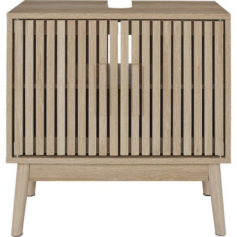 The Home Deco Factory – Meuble sous vasque simple 60x30x70 cm – Bois et panneaux de particules – Ouverture 2 portes – Intérieur spacieux pour rangement