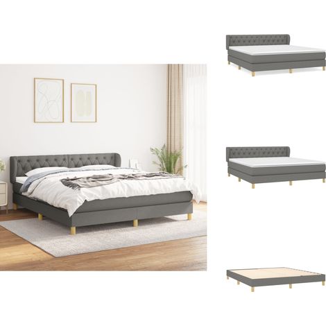 Boxspringbett mit Matratze Dunkelgrau 160x200 cm Stoff - Boxspringbett - Doppelbett - Bettenrahmen - Matratze - Matratzenauflage (1/5)