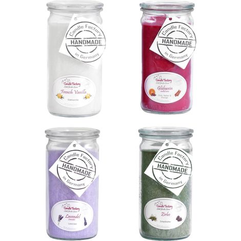 Candle Factory Kerzen-Set Lieblingsdüfte 4x Mini Jumbo Duftkerze Dekokerze