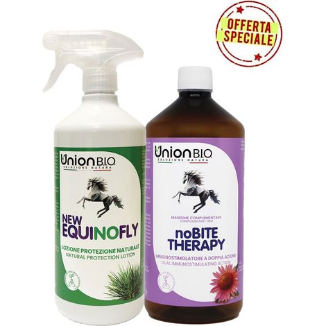 KIT BARRIERA INSETTI: NoBITE THERAPY mangime 1 lt  più  NewEquinofly lozione citronella 1 lt