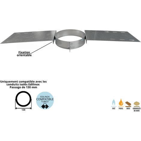 Support au toit conduit double paroi isolé Edilinox - Diamètre 80 mm