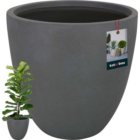 KOTARBAU® Pot de Fleur Interieur, Cache Pot Plante Ø 36 cm, Fibreclay, Pot pour Orchidées, Pot de Fleurs, Bac à Fleurs, Aspect Béton, Gris (1/5)