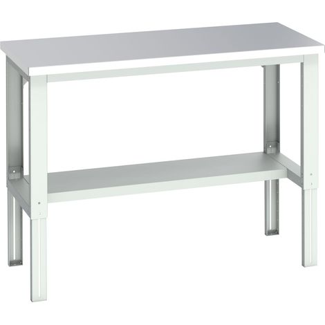 Bott 41003656.16V Cubio Adjustable Bench with Half Shelf, Stainless Steel Clad Top 1500 x 750mm