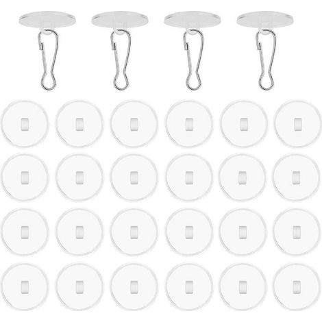 Lot de 30 crochets de plafond adhésifs, crochets muraux adhésifs avec boucle en métal, petits supports d'affiches pour lumières à disque pour fête de mariage (1/4)