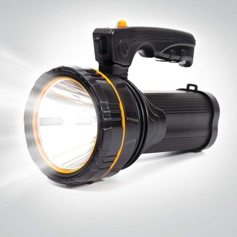 Lampe Torche Led Ultra Puissante USB C Rechargeable Grande 4 batterie 10000mah, Lampe de Poche Longue Portée 800M Lumens élevés, Grosse Piles Portable avec bretelle, pour la maison/plein air [Classe é
