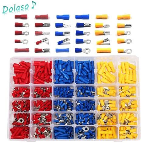 Dolaso – Cosses électriques 480 pièces – Cosses rondes, plates femelles et mâles – Cuivre étamé pour connexions fiables – Installation rapide
