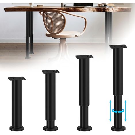 Patas para muebles, juego de 4, regulables en altura, 18-30 cm, fabricadas en acero laminado en frío, adecuadas para muebles, sofás, camas, mesitas de noche, armarios, etc.
