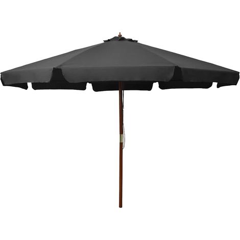 Parasol de Jardin d'Extérieur avec Mât en Bois et Bambou Anthracite 330 cm - PANGIVO (1/5)