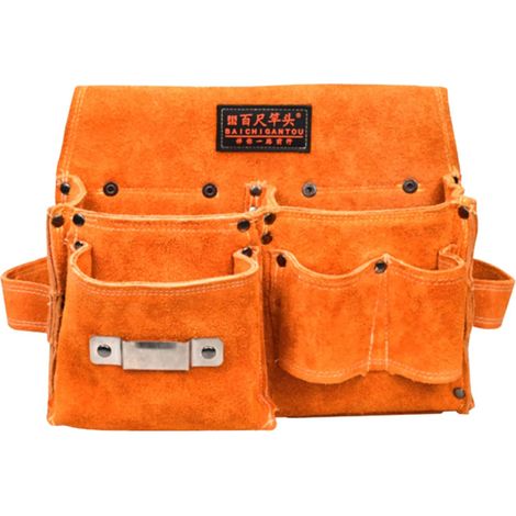 Sac à outils pratique en cuir de vache pour menuisier, matériel de rangement, matériel de réparation, matériel de rangement, sac de taille pratique en cuir de vache, charpentier (1/4)