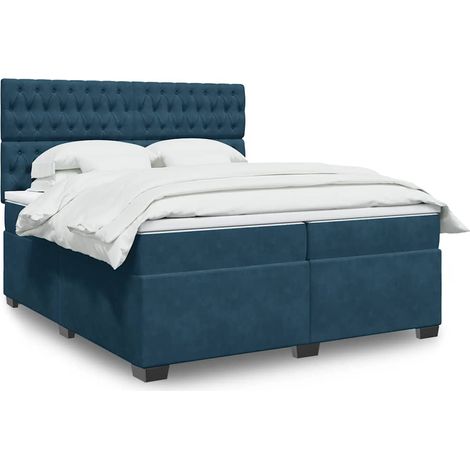 vidaXL Sommier à lattes de lit et matelas Bleu 200x200 cm velours (1/5)