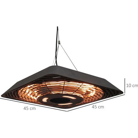 Infrarotstrahler 2000 Watt Heizstrahler mit Fernbedienung 3 Heizstufen Schutzhülle LED-Anzeige IP45 Wärmestrahler Terrassenstrahler Standheizer Infrarotheizung Schwarz (1/5)