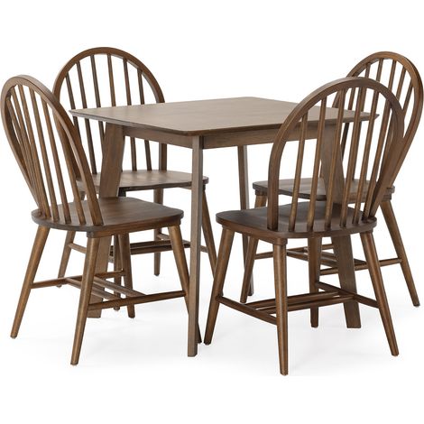Ensemble table 80x80 cm et 4 chaises de salle à manger Clarck Noyer (1/5)
