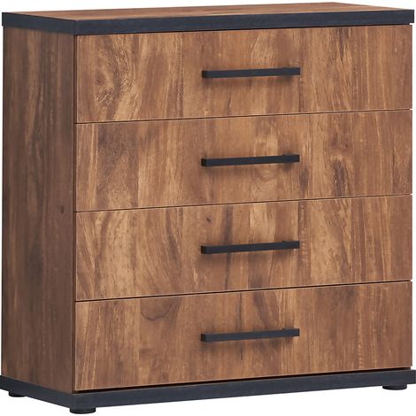 Commode enfant contemporaine 80 cm acacia/noir Marinella (1/4)