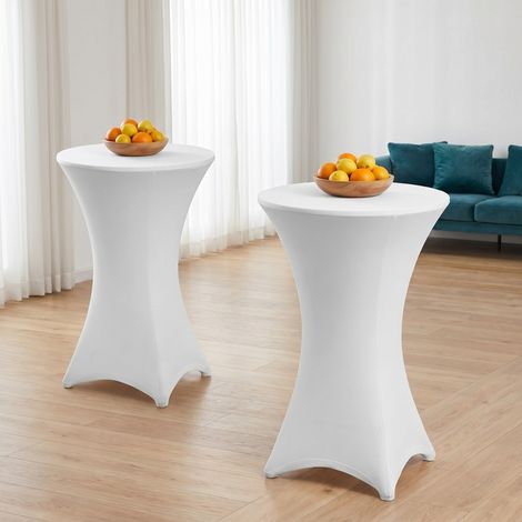 Wolketon Copritavolo rotondo per tavolino alto Ø70×110 cm – Tovaglia estensibile per matrimoni e banchetti Bianco 2x