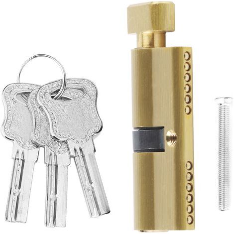 Cylindre de Serrure en Cuivre avec 3 Clés, Sécurité Domicile Antivol pour Porte d'Entrée et Chambre (1/5)