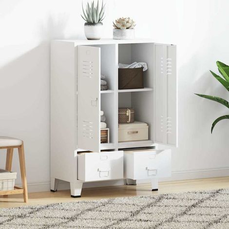 Garde-robe Meuble de Rangement - Style Contemporain industrielle Blanc 67x35x107 cm Acier BV620145 - BonneVie (1/5)