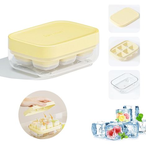 Moule à glaçons mini en silicone avec couvercle, 6 cavités à presser pour whisky et boissons, sans BPA (1/5)