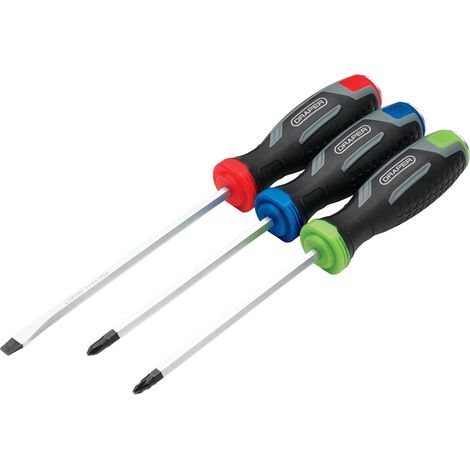 Draper POUND THRU Soft Grip Screwdriver Set (3-Piece) - Durable and Versatile Hand Tools for Home and Professional Use