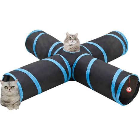 Tunnel pour chats à 4 voies Noir et bleu 132 cm Polyester (1/5)
