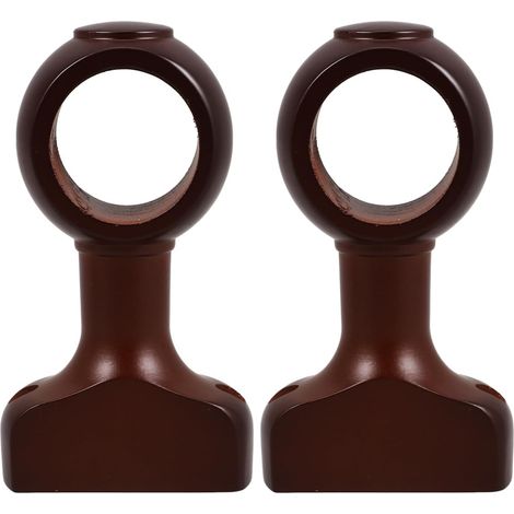Lot De 2 - Support Tringle à Rideaux - Accessoire Bois - Fixation Murale Ou Plafond - Compatible Simple Et Double - Pour Salon Cuisine Bureau - Marron - 35 Mm (1/5)