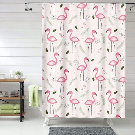 Rideau de douche motif flamant rose élégant, tissu imperméable, 90x180 cm (1/5)