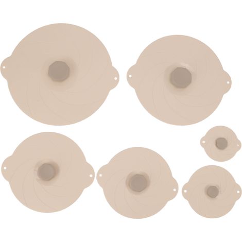 6 couvercles alimentaires en silicone de qualité, étanches et résistants à la chaleur, pour casseroles, poêles et bols - Couvercles à succion beige (1/5)