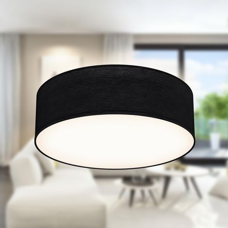 Plafonnier avec abat-jour en tissu, douille E27, max. 40 watts, lustre salon, lustre chambre, luminaire plafonnier, lustre cuisine, plafonnier salon, 30x10 cm, noir (1/5)
