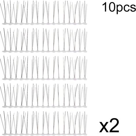 Lot de 10 pics anti-oiseaux de 30 cm en acier inoxydable pour l'extérieur (1/5)