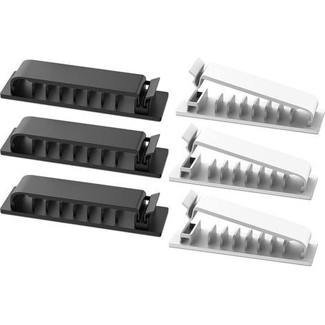 Clips de porte-câble 6 pièces, Clips de câble, organisateur de gestion de cordon de câble support de bureau auto-adhésif pour la maison/bureau/bureau/voiture/téléphone/câble USB gestion de fil