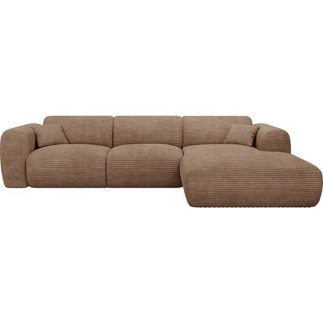 Grande divano letto angolare destro express in velluto a coste talpa Materasso 13 cm memory foam - POGNI (1/4)