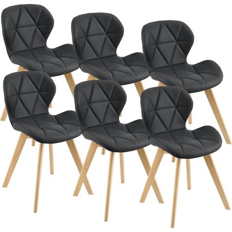 Set 6 sedie in ecopelle 81 x 57 x 49 cm nere 030006793